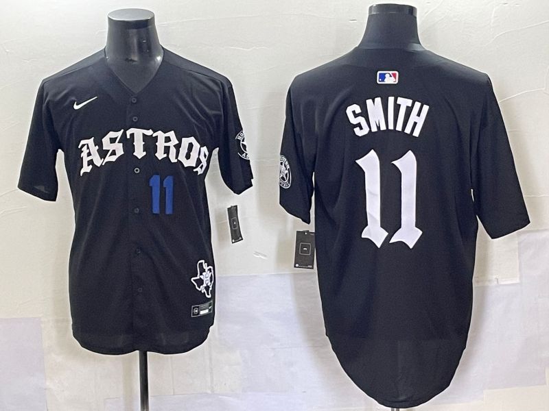 Men 2025 Houston Astros 11 Smith Black Seven generations Joint Name Nike MLB Jersey style 7042
